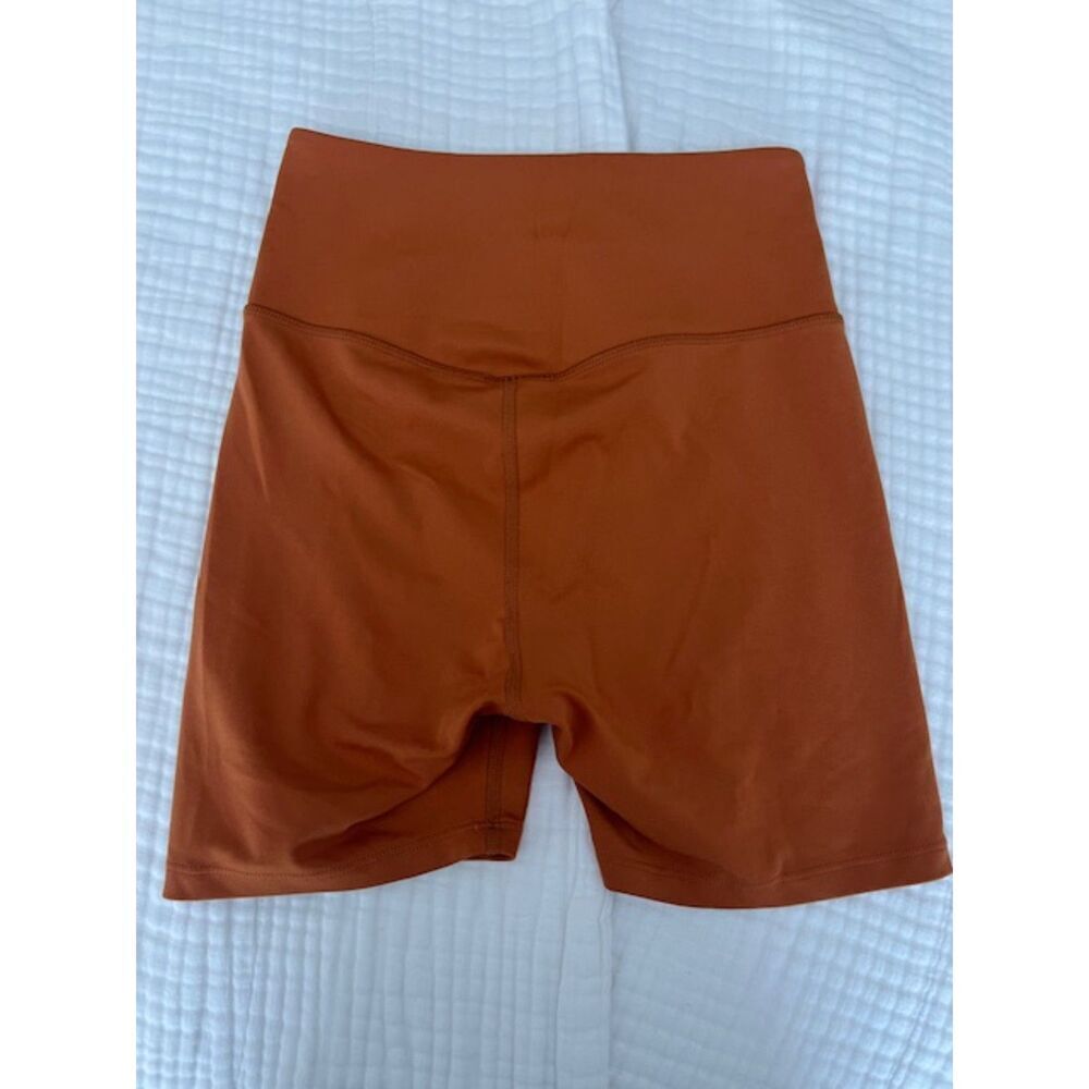 Girlfriend Collective Stretch Biker Shorts in Burnt Orange
